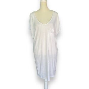 LEITH White V-neck T-Shirt Dress | Size Medium